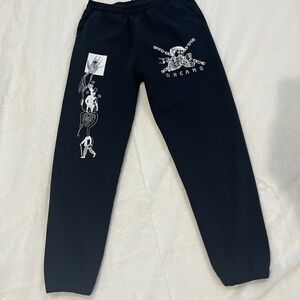 Brain Dead Dreams Multi Graphic Sweatpants Black Mens L Streetwear Art Joggers